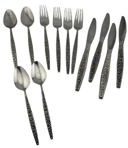 12 Teile Vintage Rogers Bros Dubonnet Besteck geblümt schwarze Akzente 1972 - Bild 1 von 6