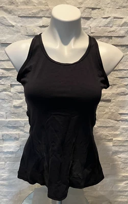 EUC Women's ATHLETA Powervita Mesh Inversion Tank Top Wicking Black Small - Image 1 of 4