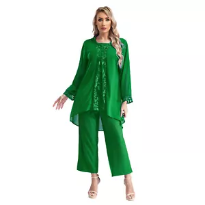 Womens 3 Pieces Mother of The Bride Pants Suit Wedding Outfits for Prom Evening - Picture 1 of 40