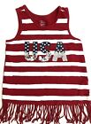 American Girl Fringe Graphic Tank Top Red American Flag Size 7-8