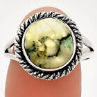 Natural Tree Weed Moss Agate - India 925 Sterling Silver Ring S.9 Jewelry R-1014
