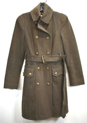 Abrigo Worthington Mujer Marrón Ribete Bolsillo Informal Mezcla Lana con Cinturón XS Foto 1 de 4