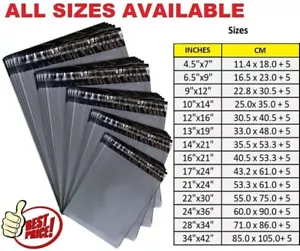 More details for strong grey plastic mailing bags poly postage post postal self seal parcel sizes