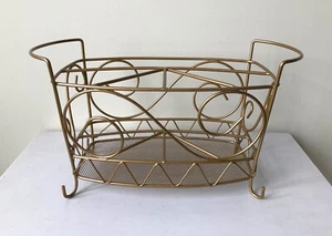 Vintage Gold Utensil Holder Metal Organizer Table Top Caddy Storage 12.25x5.5x7" - Picture 1 of 20