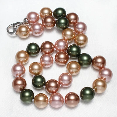 Collier 47cm aus Südsee Muschelkern-Perlen Multicolor 12 mm - Bild 1 von 2
