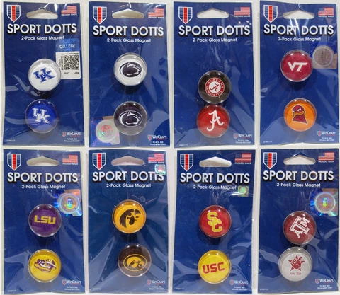 NCAA College University Sport Dotts Glass Magnet Set Your Pick Cover
