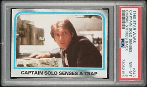 HAN SOLO Harrison Ford 1980 Topps Star Wars #243 Captain Solo Senses Trap PSA 8 - Picture 1 of 5