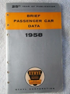 Brief Passenger Car Data, 1958, Ethyl Corporation - Picture 1 of 4