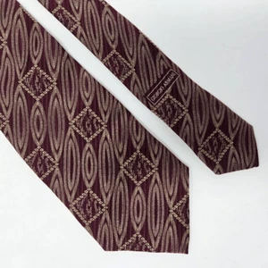 GIORGIO ARMANI CRAVATTE VINTAGE SILK TIE RED GOLD OPTICAL ILLUSION 3.5" X 58" - Picture 1 of 2