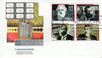 USPS FDC Fleetwood Cachet #3061-64 – 1996 32c Pioneers of Communication ST3144 - Image 1 of 2