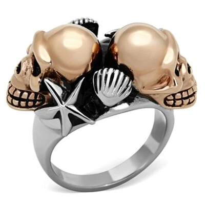 Rose Gold  skull ring two tone No Stone No Stone Highly Polished Stainless Steel - Image 1 of 4