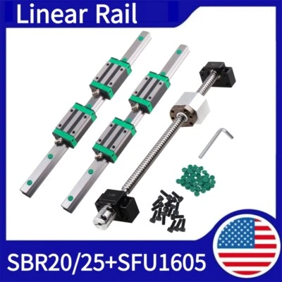 HGR20 HGR25 Linear Rail 200mm-2000mm & Blocks+SFU1605 BallScrew BK/BF12 Set CNC - Image 1 of 4