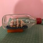 Sailing Ship in Glass Bottle Vintage 8” Wide / Excellent Nautical Decor
