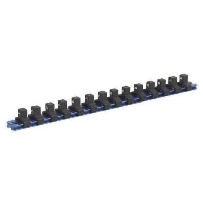 Sealey Socket Retaining Rail with 14 Clips Aluminium 3/8" Square Drive Rail - Image 1 of 4