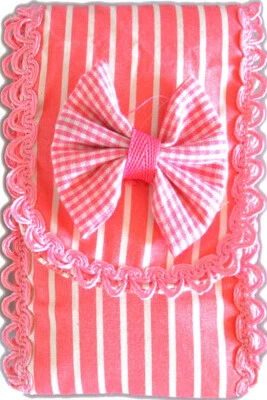 Cute Ruffle Gingham BOW Streifen HANDYTASCHE - Mini Täschchen - Bild 1 von 3