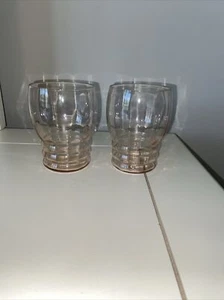 Vintage Federal Glass Pink Tudor Ring 9 oz. Tumblers Depression Glass Set of 2 - Picture 1 of 3