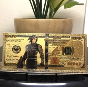 24k Gold Foil Plated Winter Soldier Marvel Banknote Avengers Collectibles - Picture 1 of 3