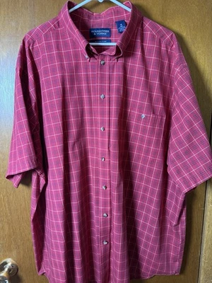 Roundtree & Yorke Shirt Mens 3X Big Plaid Short Sleeve Red Wrinkle Free - Image 1 of 4