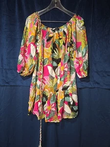 Vestido Corbata Rachel Roy Talla M Tropical Paradise Hombro Descubierto Manga Globo 2025 - Imagen 1 de 3