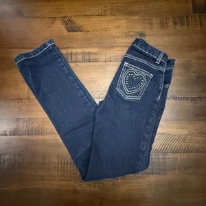 Gymboree Girls Dark Wash Denim Jeans Heart Pockets Size 10 Slim adj waist - Picture 1 of 5