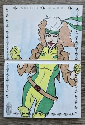 2019 Upper Deck Marvel Premier Dual Panel 1/1 Sketch - Rogue - Marlo Agunos - Image 1 of 2
