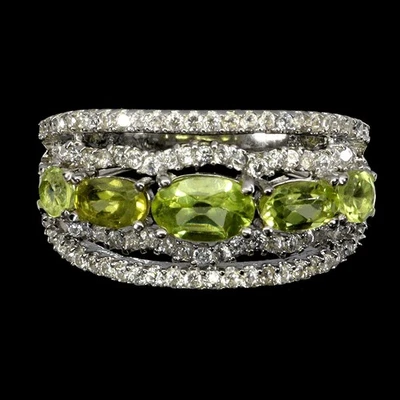 925 Sterling Silver Ring Oval Peridot 6x4mm Natural Gemstone Jewelry Size 9 - Image 1 of 4