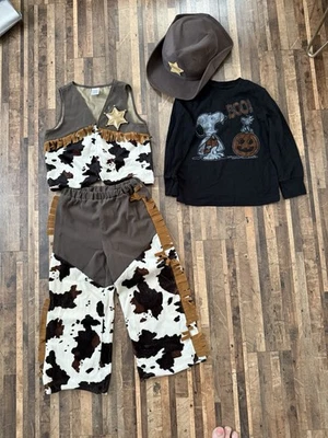 GYMBOREE SHERIFF COWBOY COSTUME VEST PANTS HAT FRINGE BADGE 4T-5T - Image 1 of 4