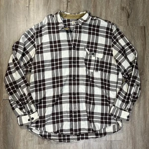 Filson Flannel Men's XL Long Sleeve Button Up Shirt Cotton Brown White - Picture 1 of 8