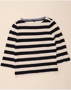 NAUTICA Womens Top 3/4 Sleeve UK 16 Large Navy Blue Striped Cotton CX02 - Picture 1 of 3