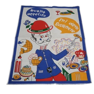 Cotton Kitchen Dish Tea Towel Buono Appetito Italian Chef 17 x 23 Vintage - Picture 1 of 5