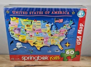 New Springbok Kids USA Map Jigsaw Puzzle 60 Pieces Made in USA - Picture 1 of 6