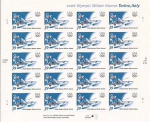 US Stamp - 2006 Winter Olympics Skier - 20 Stamp Sheet - Scott #3995 - Picture 1 of 1