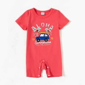 Baby Boys Aloha Hawaiian Romper Jumpsuit Shorts Beach Surf Newborn Gift NWT - Picture 1 of 4