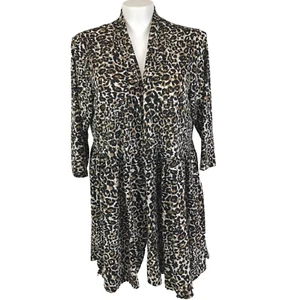 Autograph Jacket Brown Plus Size M 18 20 Leopard Print Lightweight Stretch Open - Picture 1 of 13