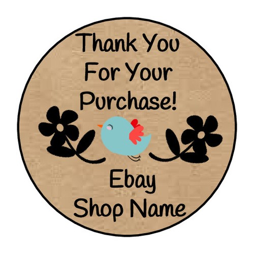 30 THANK YOU EBAY ORDER KRAFT COLOR1.5 INCH LABELS ROUND STICKERS ...