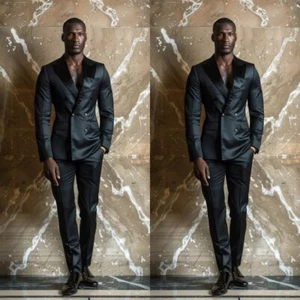 Trajes negros para hombre Formales Boda Novio Esmoquin Noche Fiesta 2 piezas Blazer Chaqueta - Imagen 1 de 16
