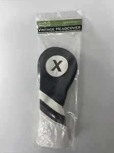 Majek Golf Headcover Black and White Vintage Leather Style X Driver Head Cover - Picture 1 of 6