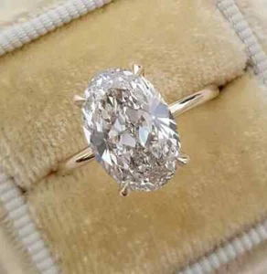 3Ct Oval Cut IGI Certified Lab Grown Diamond Wedding Ring 14k Yellow Gold - Picture 1 of 11