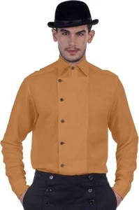Steampunk Victorian Cosplay Costume Mens Side-Button Linen Shirt [Gold] - Picture 1 of 1