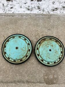 2 Vintage Buggy-Wagon-Cart Wheels 8-3/4” OAL ( For Parts or Repair ) Unbranded
