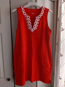 Abito donna Lands End rosso cotone jersey copricostume da bagno tasche grande 14-16 (TB) - Foto 1 di 7