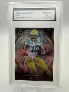 Bo Nix 2022 Bowman Invicta 1st Graded 10 Rookie Card RC NFL Denver Broncos/Ducks - Picture 1 of 3
