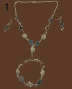 Stein Modeschmuck schönes Set Halskette Armband Ohrringe �� - Bild 1 von 8