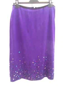 Karen Millen Purple Silk blend Skirt with sequins Size 14 Lined. - Picture 1 of 4