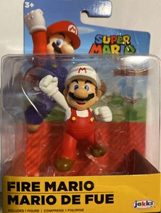 Super Mario Fire Mario Figurine Jakkes 2.5” New White Hat Red Bibbs - Picture 1 of 4