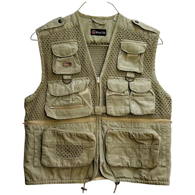 Outdoor Fishing Vest w/ 9 Pockets PACO Tan Men's Size Medium-Large Sleeveless - Image 1 of 4