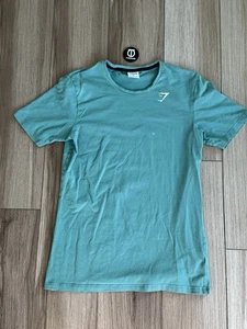 Gymshark T-Shirt Men’s Green Short Sleeve Performance Training Stretch Medium - Picture 1 of 9