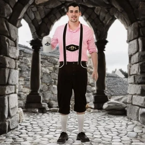 Hauntlook Men Bavarian Bundhosen Halloween Costume 2 Pieces Set Dress Up Outfit - Picture 1 of 5