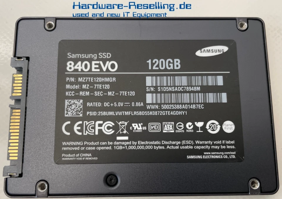 Samsung SSD 840 Evo 120GB SATA III 6G MZ-7TE120 MZ7TE120HMGR Nand 256MB - Photo 1/1