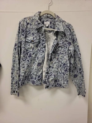 Chaqueta vaquera Charter Club para mujer talla L estampado floral mezcla de algodón abrigo vaquero Foto 1 de 4